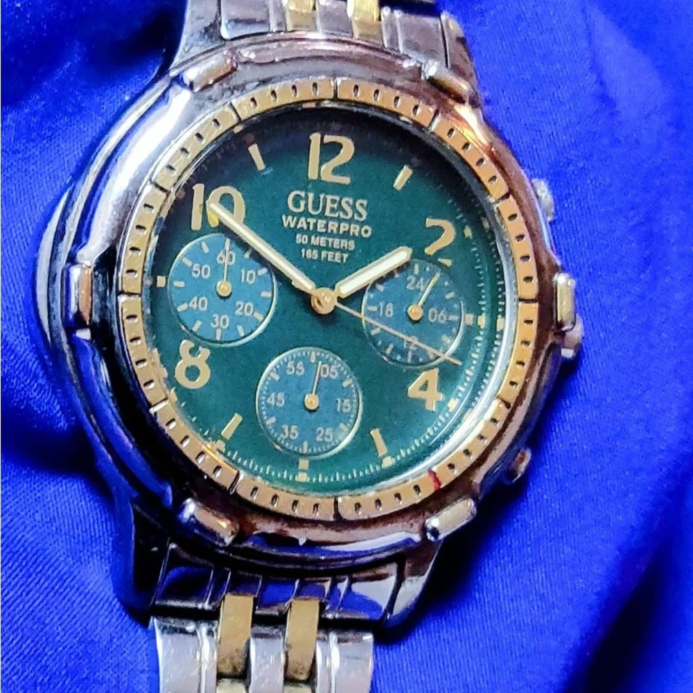 Guess Waterpro Vintage Chrono Green Dial Men's Watch 42mm